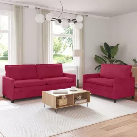  Kanapé Szett 2 pcs Bordó Bársony