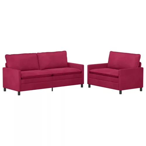  Kanapé Szett 2 pcs Bordó Bársony