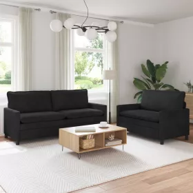  Kanapé Szett 2 pcs Fekete Bársony