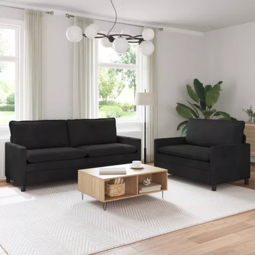  Kanapé Szett 2 pcs Fekete Bársony