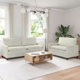  Kanapé Szett 2 pcs Krémszínű Bársony