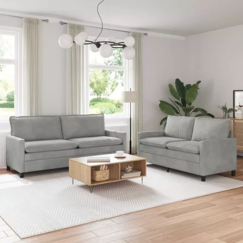  Kanapé Szett 2 pcs Világosszürke Bársony