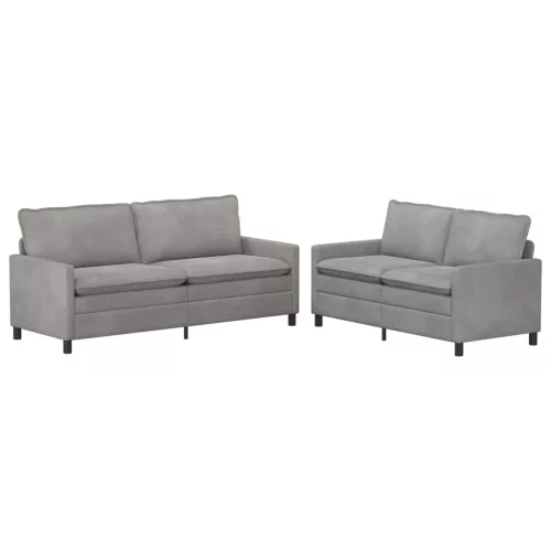  Kanapé Szett 2 pcs Világosszürke Bársony