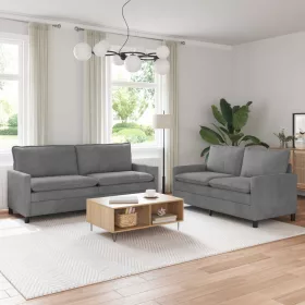  Kanapé Szett 2 pcs Sötétszürke Bársony