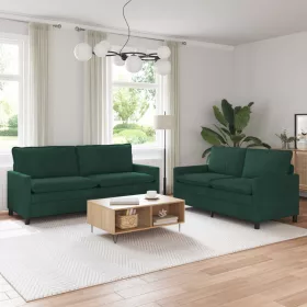  Kanapé Szett 2 pcs Sötétzöld Bársony