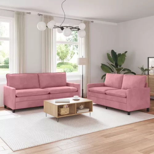  Kanapé Szett 2 pcs Rózsaszín Bársony