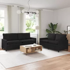  Kanapé Szett 2 pcs Fekete Bársony