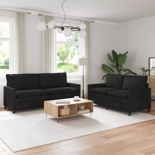  Kanapé Szett 2 pcs Fekete Bársony