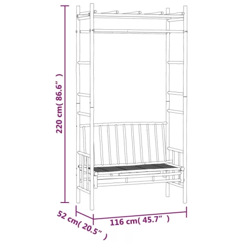  bambusz kerti pad pergolával 116 cm