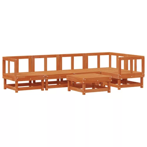  Kerti lounge szett 6 pcs Viaszbarna Tömör fenyő