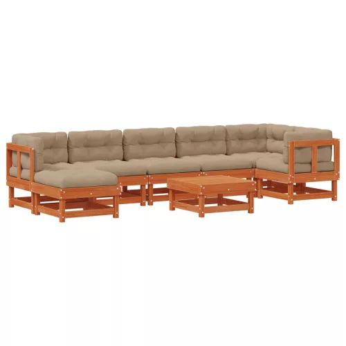 Kerti lounge szett ARAKIL 8 pcs Viaszbarna Tömör Fenyőfa