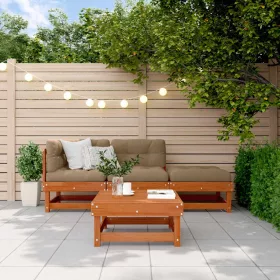  Kerti lounge szett 4 pcs Viaszbarna Tömör Fenyőfa