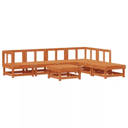  Kerti lounge szett 7 pcs Viaszbarna Tömör Fenyőfa
