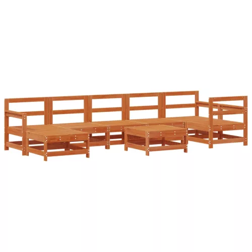  Kerti lounge szett 8 pcs Viaszbarna Tömör Fenyőfa