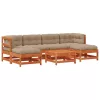  Kerti lounge szett 7 pcs Viaszbarna Tömör fenyő