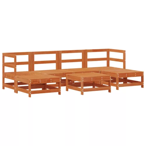  Kerti lounge szett 7 pcs Viaszbarna Tömör fenyő