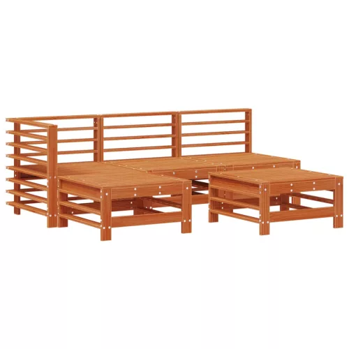  Kerti lounge szett 5 pcs Viaszbarna Tömör fenyő