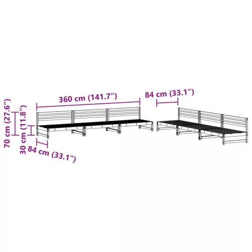  Kerti lounge szett 6 pcs Viaszbarna Tömör fenyő