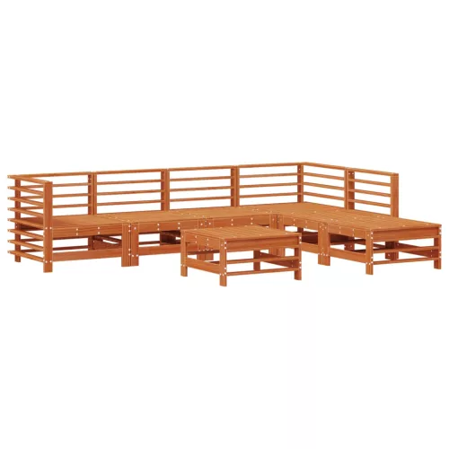  Kerti lounge szett 7 pcs Viaszbarna Tömör Fenyőfa
