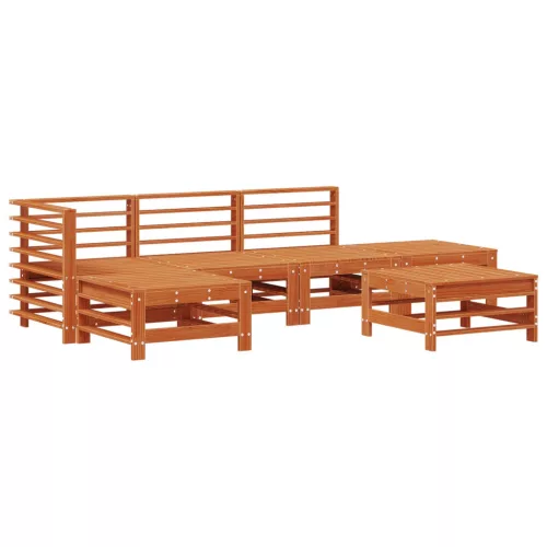  Kerti lounge szett 6 pcs Viaszbarna Tömör Fenyőfa