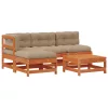  Kerti lounge szett 5 pcs Viaszbarna Tömör Fenyőfa