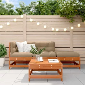  Kerti lounge szett 4 pcs Viaszbarna Tömör Fenyőfa