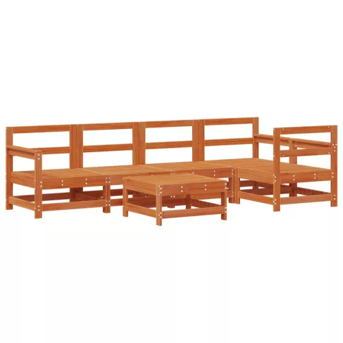  Kerti lounge szett 6 pcs Viaszbarna Tömör fenyő