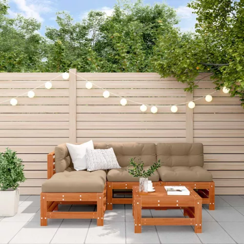  Kerti lounge szett 5 pcs Viaszbarna Tömör fenyő