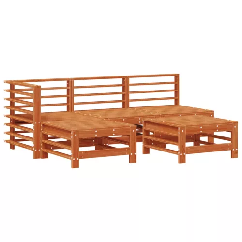  Kerti lounge szett 5 pcs Viaszbarna Tömör fenyő