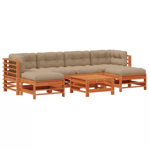  Kerti lounge szett 7 pcs Viaszbarna Tömör fenyő