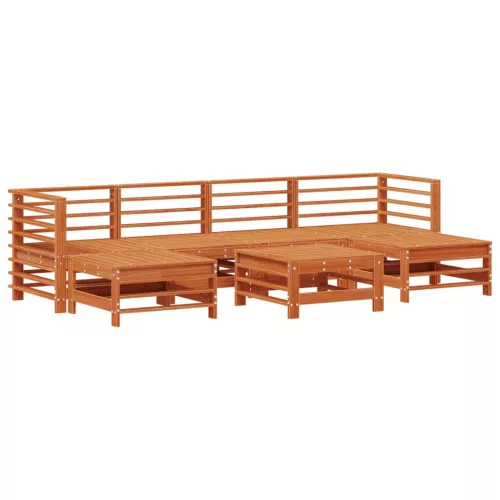  Kerti lounge szett 7 pcs Viaszbarna Tömör fenyő