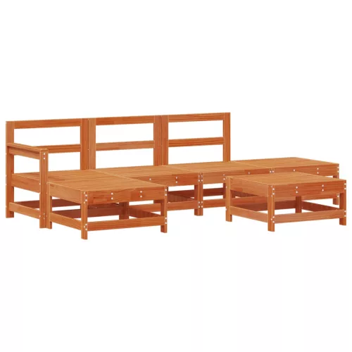  Kerti lounge szett 6 pcs Viaszbarna Tömör fenyő