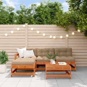    Kerti lounge szett 5 pcs Gyantás Barna Fenyő Tömör Fenyőfa