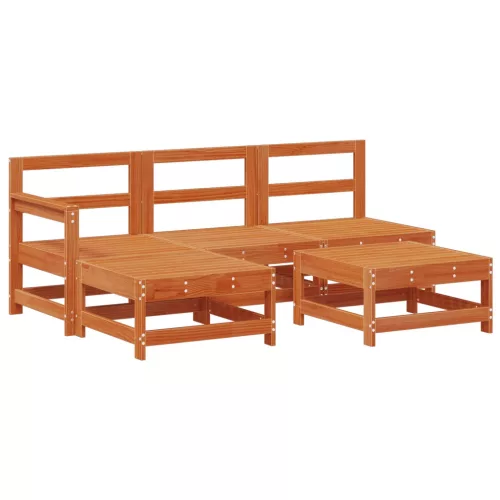  Kerti lounge szett 5 pcs Gyantás Barna Fenyő Tömör Fenyőfa