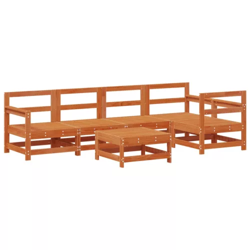  Kerti lounge szett 6 pcs Viaszbarna Tömör fenyő