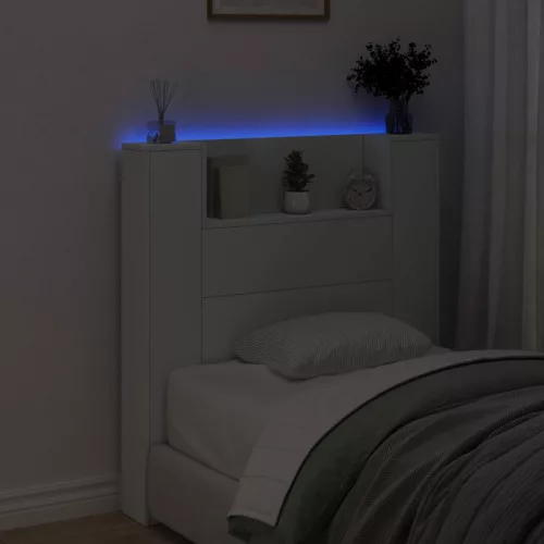  Fejtámla LED -es lámpákkal Fehér 100 x 16,5 x 103,5 cm Faanyag