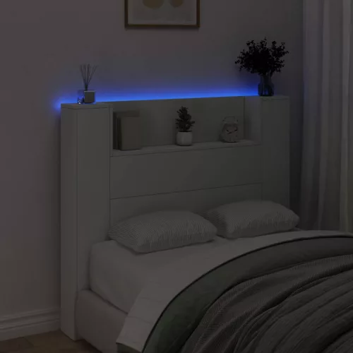  Fejtámla LED -es lámpákkal Fehér 120 x 16,5 x 103,5 cm Faanyag