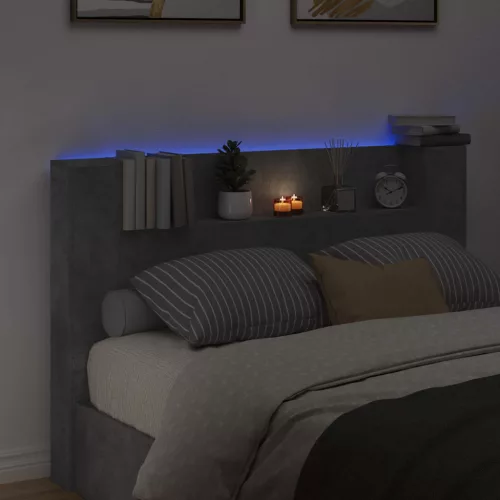  Fejtámla fejtámlával Beton Szürke 160 x 16,5 x 103,5 cm Faanyag