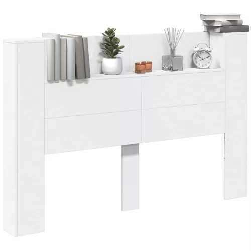  Fejtámla LED -es lámpákkal Fehér 160 x 16,5 x 103,5 cm Faanyag