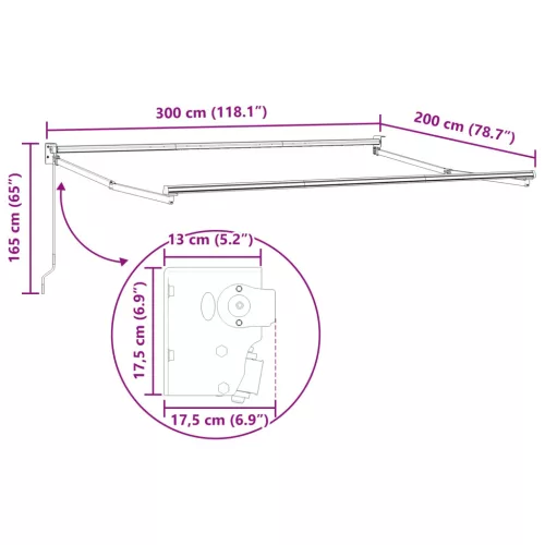  Kézi Retraktálható Napernyő Fehér 3 x 2 m
