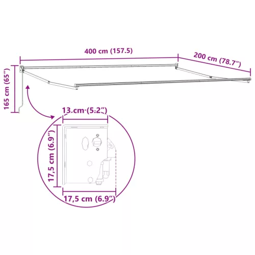  Kézi Retraktálható Napernyő Krém 4 x 2 m