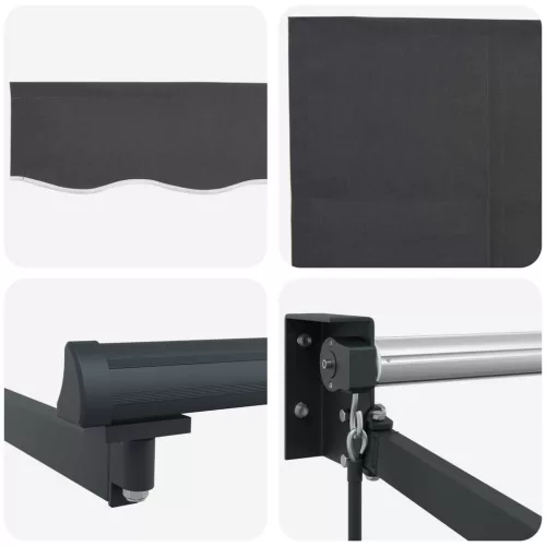  Kézi Retraktálható Napernyő Antracit 3 x 2 m