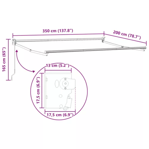  Kézi Retraktálható Napernyő Kék és Fehér 3,5 x 2 m