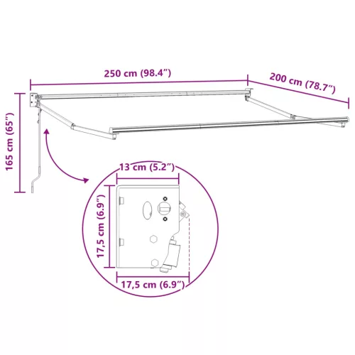  Elektromos Kihúzható Napernyő Zöld és Fehér 2,5 x 2 m
