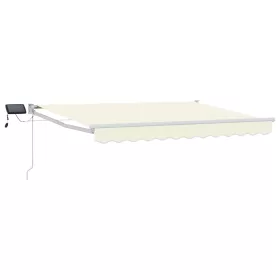  LED-es, kézi kihúzható napernyő Krém 3,5 x 2 m