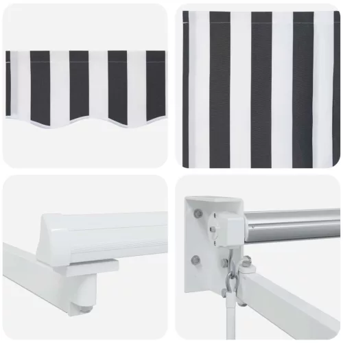  LED-es, kézi kihúzható napernyő Antracit és Fehér 3,5 x 2 m