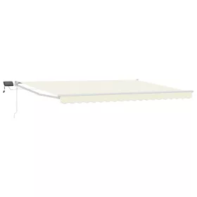  LED-es, kézi kihúzható napernyő Krém 4 x 2 m