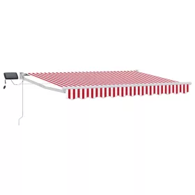    LED-es, kézi kihúzható napernyő Piros és Fehér 3 x 2,5 m