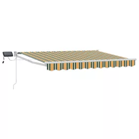    LED-es, kézi kihúzható napernyő Zöld és Sárga 3 x 2,5 m