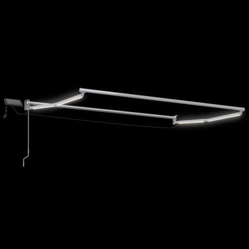  LED-es, kézi kihúzható napernyő Zöld és Fehér 3 x 2,5 m